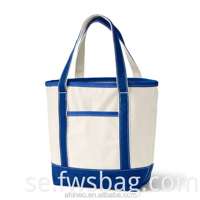 Kina Tillverkare Tunga Deluxe Medium Natural Navy Beach Open Top Boat Tote Canvas Bag For USA E-Commerce Store